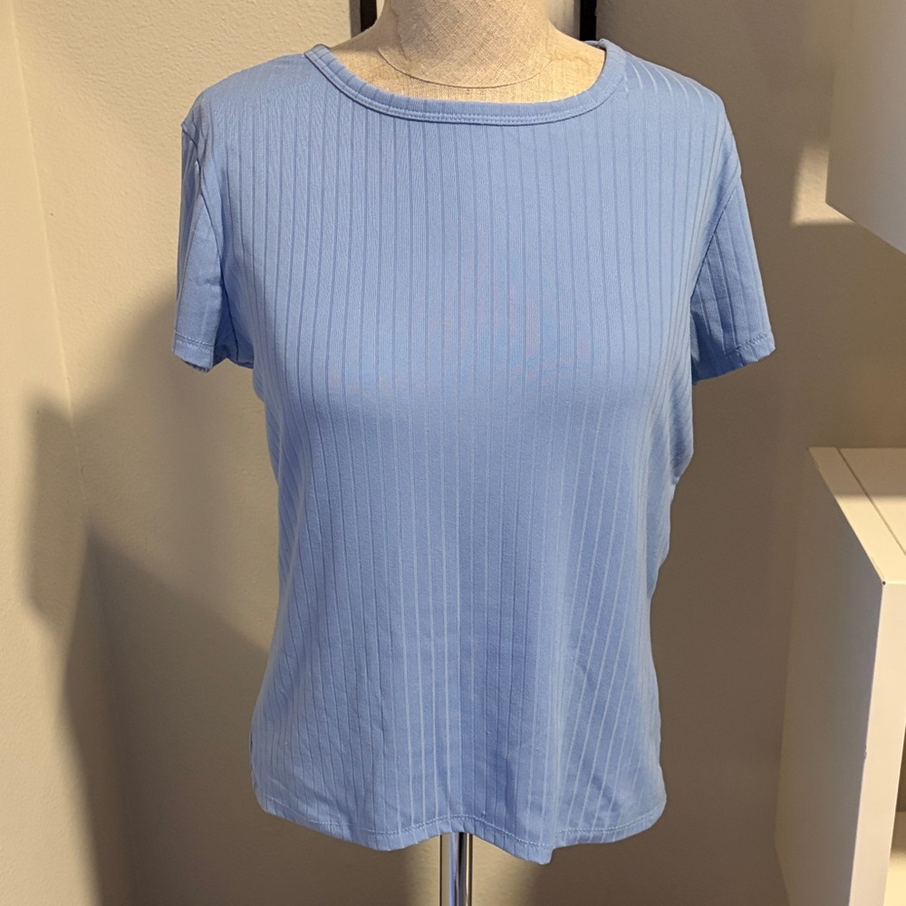 Rue21 Light Blue Ribbed Short Sleeve Top Size XL